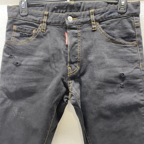 NEW DSQUARED2 Men’s Distressed Open-Knee Jeans – Black – Size 34 x 33 - Picture 9 of 10